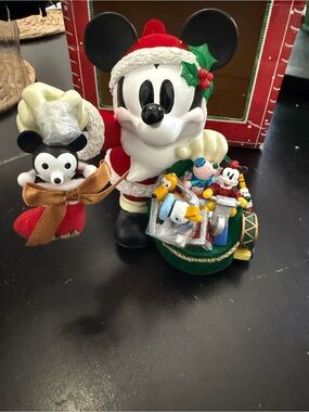 Disney Store Mickey Mouse Santa Figure Toy Sack